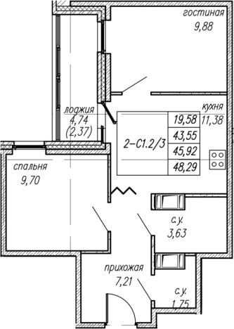 Купить квартиру в ЖК Уютный в Ленинградской области. Вариант № 8063751, 0, площадь -  квм, цена 7731459 рублей
