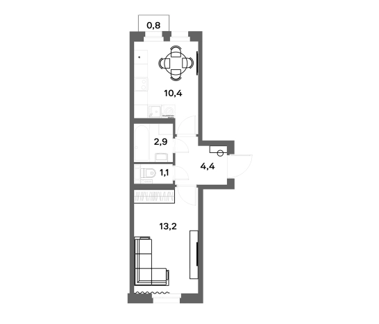 Купить однокомнатную квартиру в ЖК ЭкоКвартал NEGA в Ленинградской области. Вариант № 7830137, 0, площадь -  квм, цена 6440000 рублей