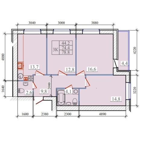 Купить трехкомнатную квартиру в Иванове. Вариант № 1190158, 0, площадь -  квм, цена 9244000 рублей