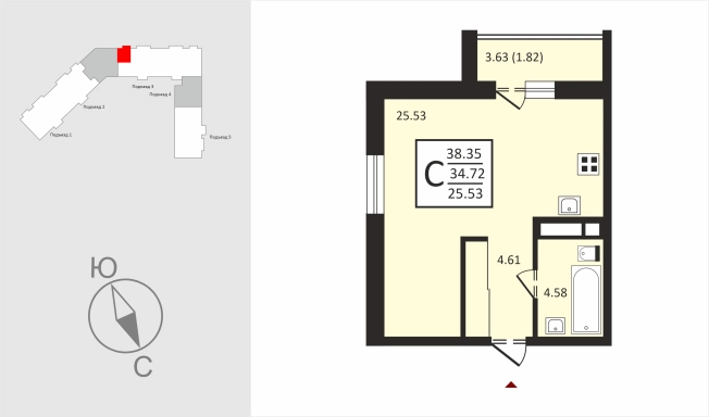 Купить Студию в Владимирской области. Вариант № 7870636, 0, площадь -  квм, цена 4384800 рублей