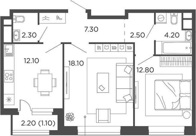 Купить двухкомнатную квартиру у метро Филатов луг в Москве. Вариант № 116172, 0, площадь -  квм, цена 13237808 рублей