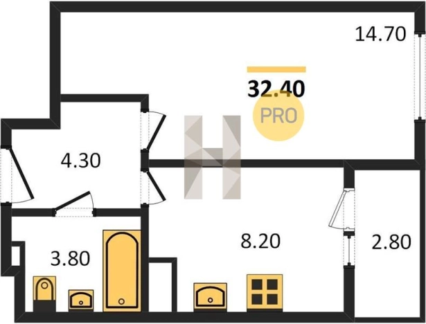 Купить однокомнатную квартиру в ЖК Настроение в Ижевске. Вариант № 70105, 0, площадь -  квм, цена 2790612 рублей
