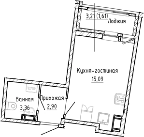 Купить Студию у метро Девяткино в Мурине. Вариант № 8928394, 0, площадь -  квм, цена 5319763 рублей
