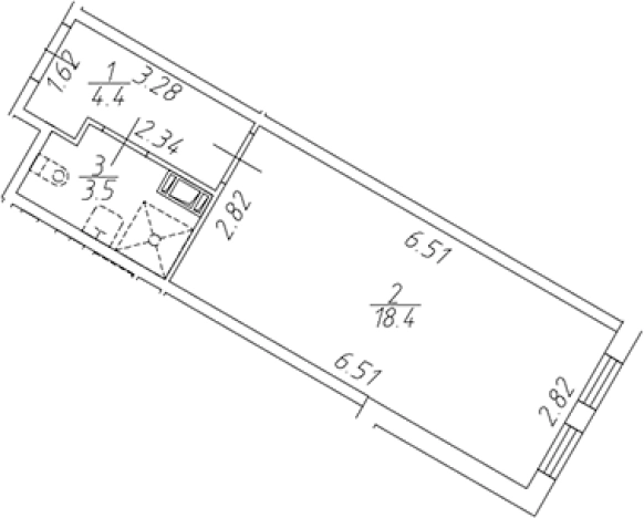 . Вариант № 6230279, 0, площадь - 26.3 квм, цена 5115347 рублей