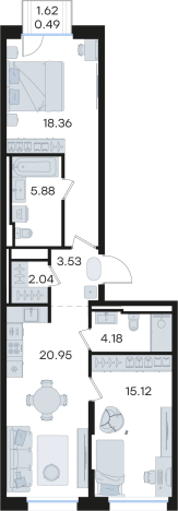 Купить двухкомнатную квартиру в ЖК GloraX Premium Гребной Канал в Нижнем Новгороде. Вариант № 9337089, 0, площадь -  квм, цена 19013512 рублей