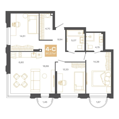 Купить пятикомнатную квартиру в районе Советский в Новосибирске. Вариант № 9960011, 0, площадь - квм, цена 21993000 рублей