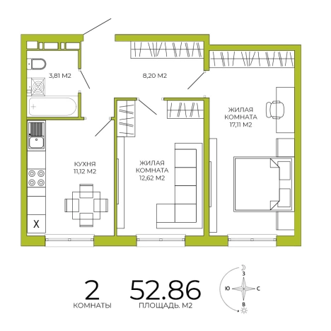 Купить двухкомнатную квартиру на улице Побочинская в Пензе. Вариант № 116507, 0, площадь -  квм, цена 5074560 рублей