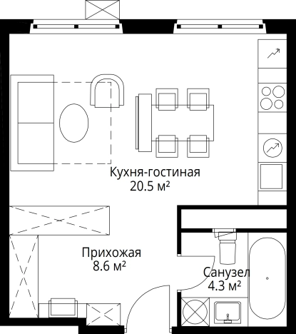 Купить Студию в Микрорайоне Новый, Видное в Видном. Вариант № 5832649, 0, площадь -  квм, цена 9876480 рублей