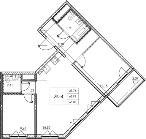 Купить трехкомнатную квартиру в ЖК Стороны Света 2 в Ленинградской области. Вариант № 7790940, 0, площадь -  квм, цена 9636000 рублей