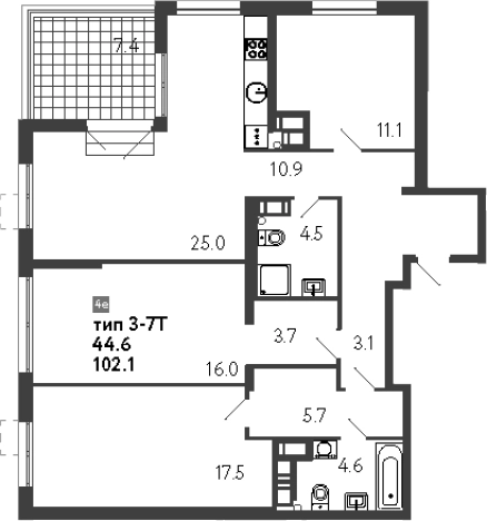 Купить четырехкомнатную квартиру у метро Парнас в Санкт-Петербурге. Вариант № 8099186, 0, площадь -  квм, цена 35293203 рублей