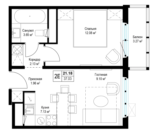 . Вариант № 163056, 0, площадь - 36.9 квм, цена 11824421 рублей