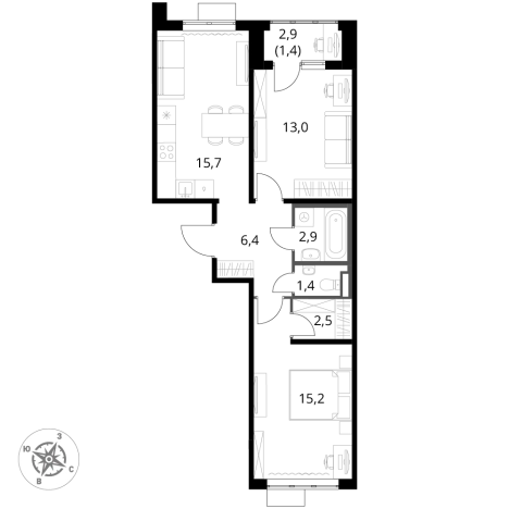 Купить двухкомнатную квартиру у метро Домодедовская в Видном. Вариант № 9905915, 0, площадь -  квм, цена 17883450 рублей