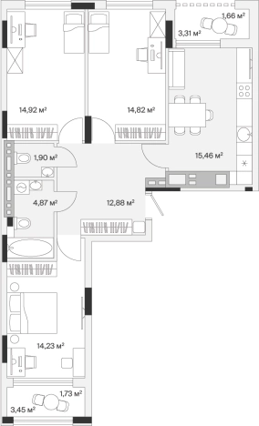 Купить трехкомнатную квартиру в новостройках в районе Центральный в Калининграде. Вариант № 101160, 0, площадь -  квм, цена 18121878 рублей