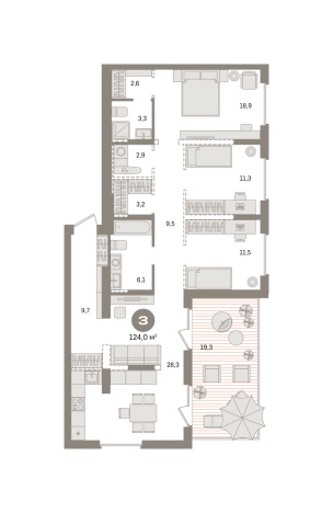 Купить трехкомнатную квартиру у метро Домодедовская в Видном. Вариант № 8538968, 0, площадь -  квм, цена 18680000 рублей