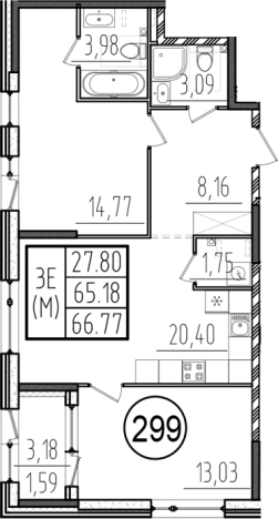 Купить трехкомнатную квартиру у метро Звёздная в Санкт-Петербурге. Вариант № 5564458, 0, площадь -  квм, цена 23155670 рублей