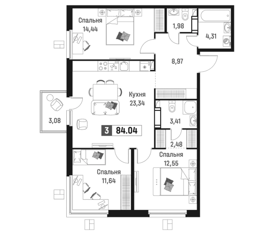Купить многокомнатную квартиру в Всеволожске. Вариант № 6867789, 0, площадь -  квм, цена 15928658 рублей