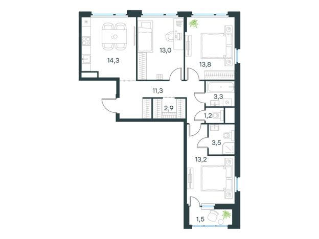 Купить трехкомнатную квартиру на улице Коммунистическая в Химках. Вариант № 3705933, 0, площадь -  квм, цена 33249153 рублей
