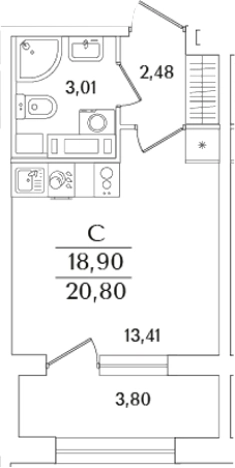 Купить Студию в новостройках в районе Калининский в Санкт-Петербурге. Вариант № 6233268, 0, площадь -  квм, цена 8016132 рублей