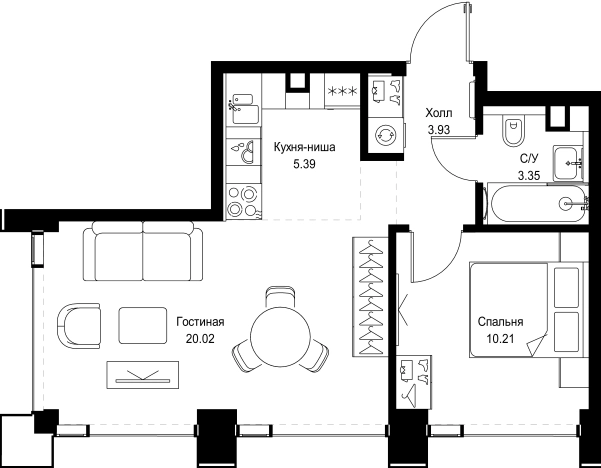 Купить однокомнатную квартиру в новостройках у метро Давыдково в Москве. Вариант № 10349682, 0, площадь -  квм, цена 26495040 рублей