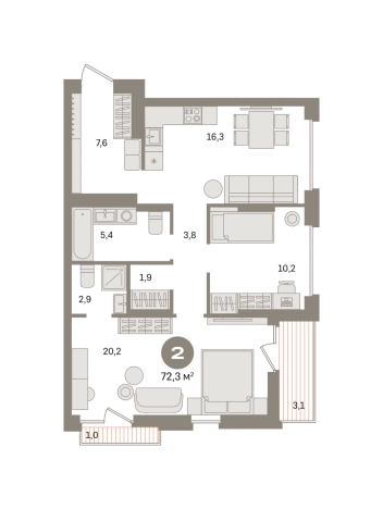 Купить двухкомнатную квартиру в ЖК Первый квартал. Вторая очередь в Московской области. Вариант № 8587110, 0, площадь -  квм, цена 12870000 рублей