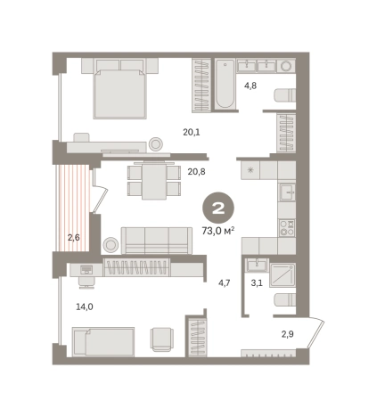 Купить двухкомнатную квартиру у метро Домодедовская в Видном. Вариант № 8615864, 0, площадь -  квм, цена 11960000 рублей