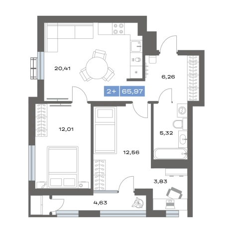 Купить двухкомнатную квартиру в новостройках в ЖК "Ритм" в Тобольске. Вариант № 91865, 0, площадь -  квм, цена 7850000 рублей