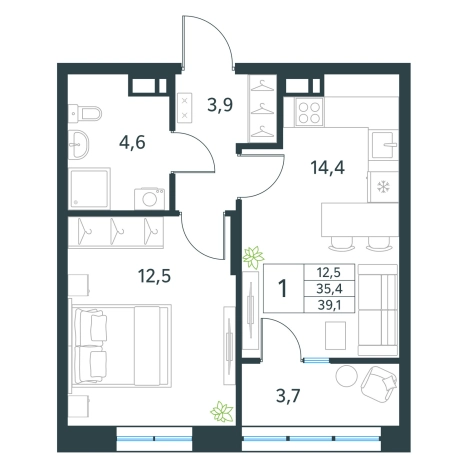 Купить однокомнатную квартиру в новостройках в районе Черновский в Чите. Вариант № 137863, 0, площадь -  квм, цена 6181710 рублей