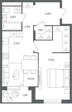 Купить двухкомнатную квартиру в новостройках в Одинцове. Вариант № 160622, 0, площадь -  квм, цена 9442341 рублей
