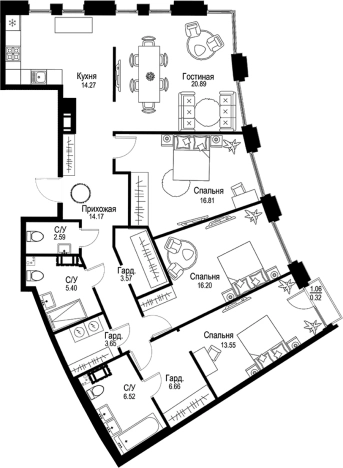 Купить многокомнатную квартиру в ЖК ID Petrogradskaya в Санкт-Петербурге. Вариант № 4829012, 0, площадь -  квм, цена 74760000 рублей