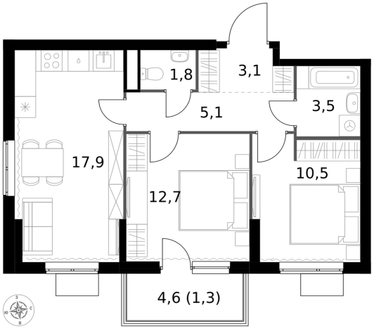 Купить двухкомнатную квартиру у метро Щелковская в Москве. Вариант № 9715015, 0, площадь -  квм, цена 24277370 рублей