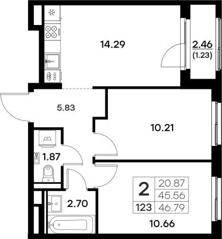 Купить двухкомнатную квартиру в ЖК Glorax Октябрьский в Владимире. Вариант № 133907, 1, площадь -  квм, цена 6919999 рублей