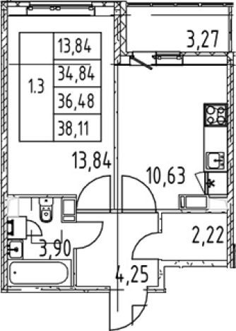 Купить однокомнатную квартиру у метро Девяткино в Мурине. Вариант № 7267715, 0, площадь -  квм, цена 7252888 рублей