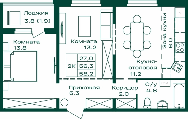 Купить квартиру в ЖК Первогорье в Республике Алтай. Вариант № 7242407, 0, площадь -  квм, цена 11058000 рублей