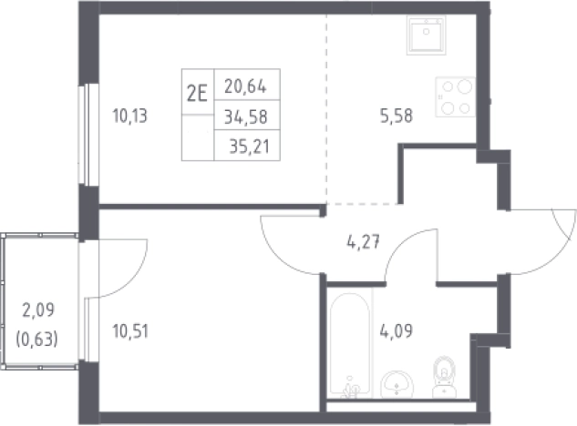 Купить однокомнатную квартиру в новостройках в Видном. Вариант № 2486061, 0, площадь -  квм, цена 8731508 рублей