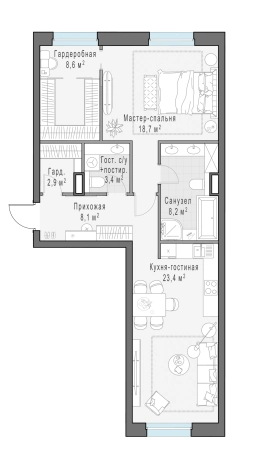 Купить квартиру в ЖК FORIVER в Москве. Вариант № 86689, 0, площадь -  квм, цена 49150000 рублей