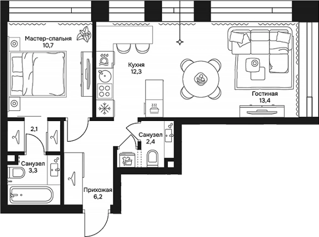 . Вариант № 120838, 0, площадь - 50.4 квм, цена 46141200 рублей