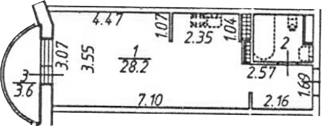 . Вариант № 7843979, 0, площадь - 31.6 квм, цена 6800000 рублей