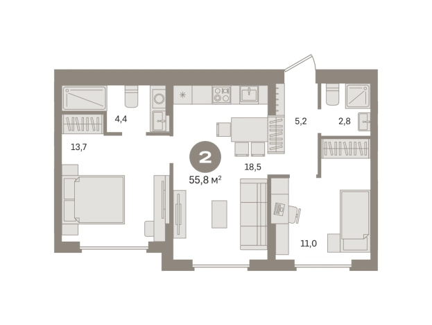 Купить двухкомнатную квартиру в ЖК Первый квартал. Вторая очередь в Московской области. Вариант № 8529537, 0, площадь -  квм, цена 11660000 рублей