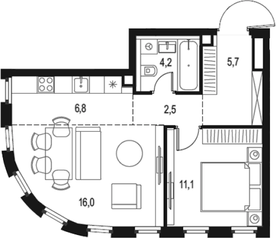 Купить двухкомнатную квартиру в районе Нижегородский в Москве. Вариант № 205621, 0, площадь -  квм, цена 19504318 рублей