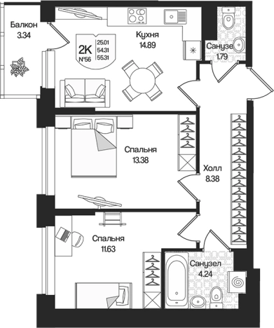 Купить квартиру в ЖК Охтинские высоты в Ленинградской области. Вариант № 7261528, 0, площадь -  квм, цена 12203993 рублей