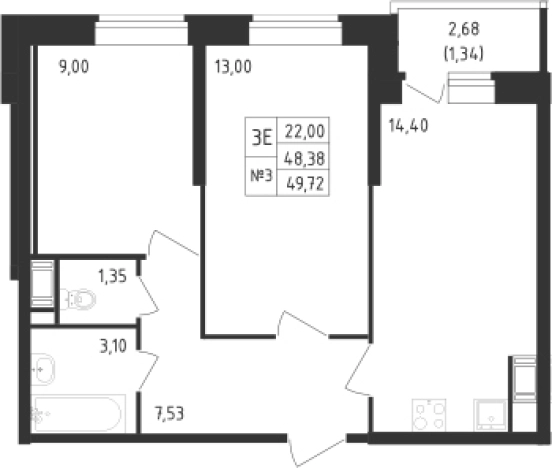 Купить трехкомнатную квартиру в ЖК Живи! В Рыбацком в Санкт-Петербурге. Вариант № 6631074, 0, площадь -  квм, цена 13430359 рублей