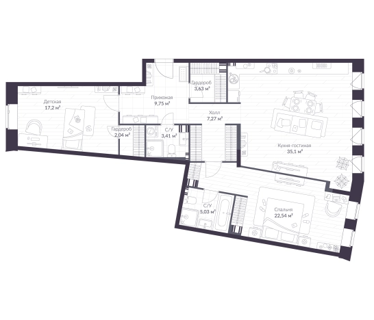 Купить многокомнатную квартиру у метро Проспект Ветеранов в Санкт-Петербурге. Вариант № 6058893, 0, площадь -  квм, цена 25632000 рублей