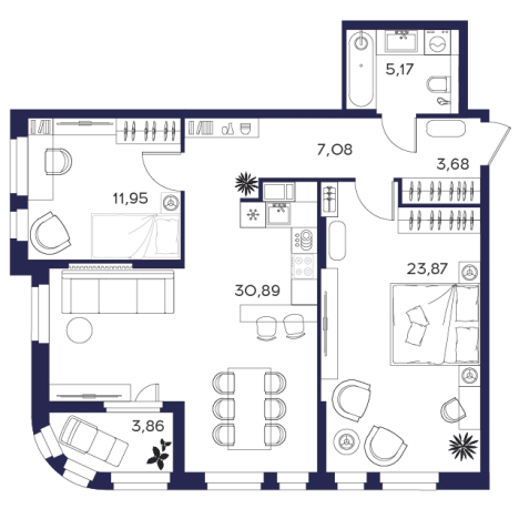 Купить двухкомнатную квартиру в ЖК Жилой комплекс "Лес" в Пензе. Вариант № 133051, 0, площадь -  квм, цена 7663900 рублей