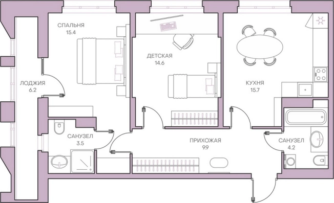 Купить двухкомнатную квартиру в районе Ленинский в Пензенской области. Вариант № 76625, 0, площадь -  квм, цена 8737500 рублей
