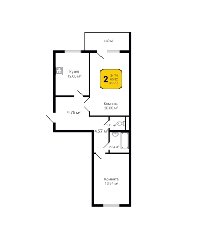 Купить двухкомнатную квартиру в ЖК Зеленая Долина в Воронеже. Вариант № 87548, 0, площадь -  квм, цена 7568000 рублей