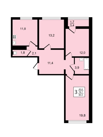 Купить трехкомнатную квартиру в ЖК Яблоневые сады ДСК в Воронеже. Вариант № 145482, 0, площадь -  квм, цена 9462485 рублей
