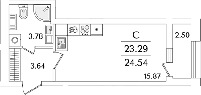 Купить Студию у метро Лесная в Санкт-Петербурге. Вариант № 6242446, 0, площадь -  квм, цена 9977601 рублей