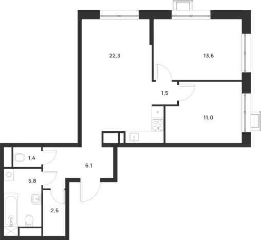 Купить двухкомнатную квартиру у метро Корниловская в Москве. Вариант № 10013499, 0, площадь -  квм, цена 16855662 рублей