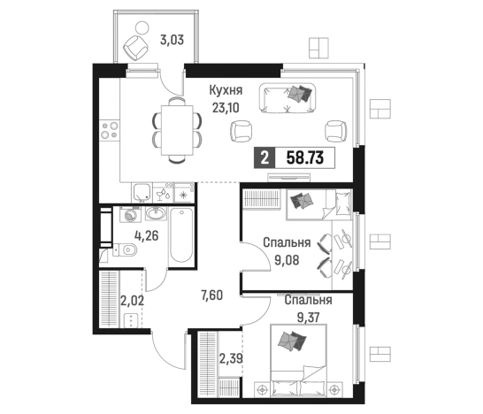 Купить трехкомнатную квартиру у метро Девяткино в Мурине. Вариант № 6867313, 0, площадь -  квм, цена 11131486 рублей