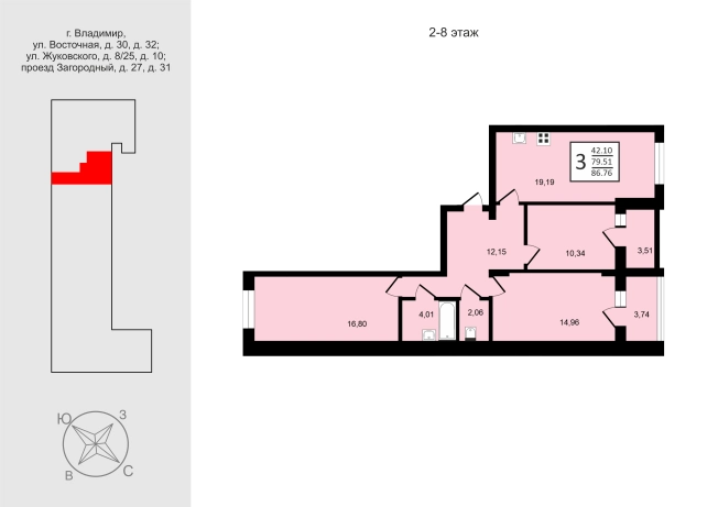 Купить квартиру на улице Жуковского в Владимире. Вариант № 3201754, 1, площадь -  квм, цена 11174400 рублей
